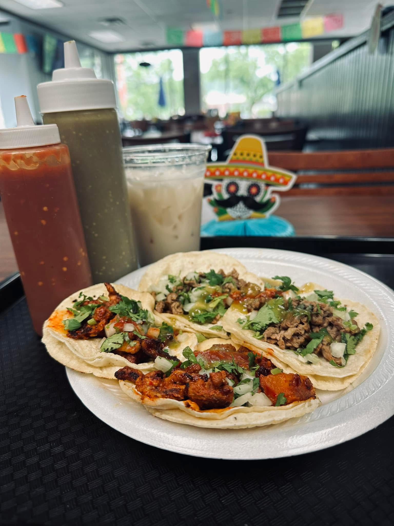 Tacos and a horchata at Victor's