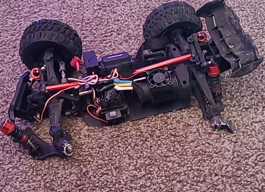 The destroyed RC car